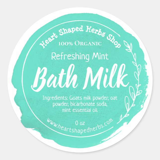 Customisable Bath Milk Label Handmade Business (Front)