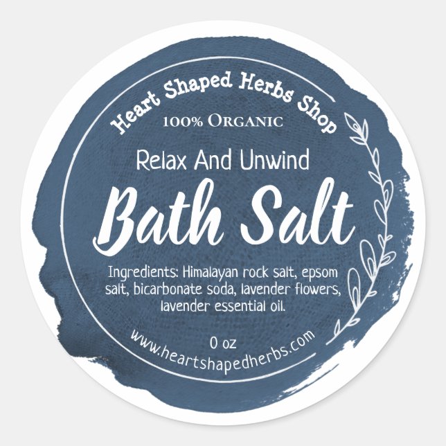 Customisable Bath Salt Label Handmade Business (Front)