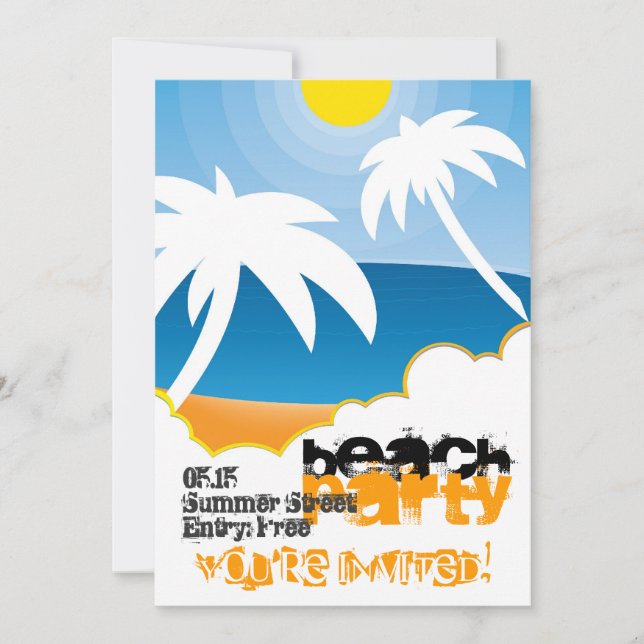 Customisable beach party invitation (Front)