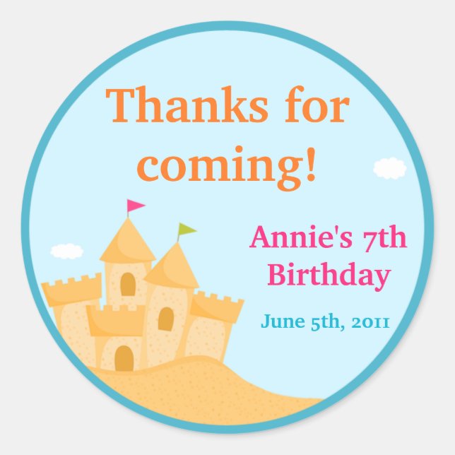 Customisable Beach Party Sticker (Front)