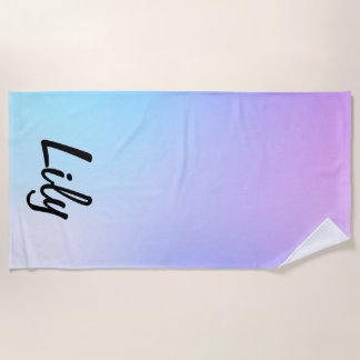 Customisable Beach Pool Ombre Blue Towel Girl