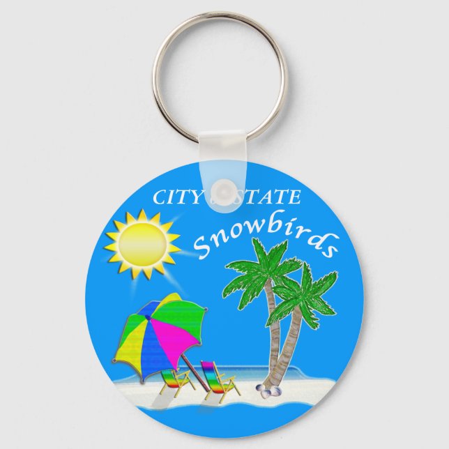 Customisable Beach Themed Keychains for Snowbirds (Front)