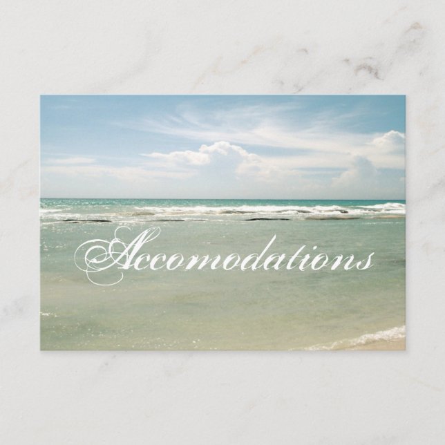 Customisable Beach Wedding Accomodations Card (Front)