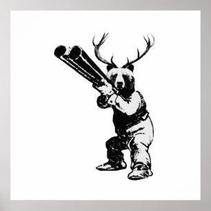 Customisable Bear Hunter Man Cave Poster