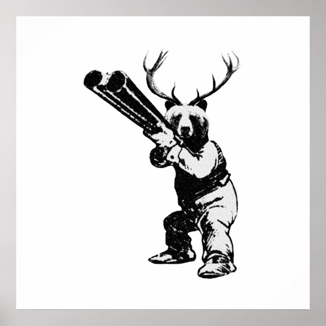 Customisable Bear Hunter Man Cave Poster (Front)