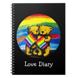 Customisable Bears Love Couple LGBT Rainbow Flag Notebook