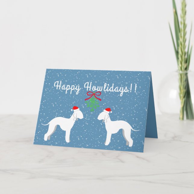 Customisable Bedlington Terrier Holiday Card (Front)