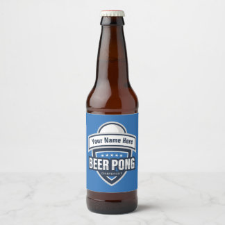 Customisable Beer Pong Championship Logo Beer Bottle Label