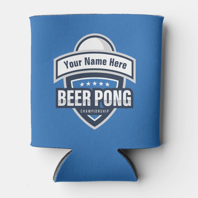 Customisable Beer Pong Championship Logo Can Cooler (Front)