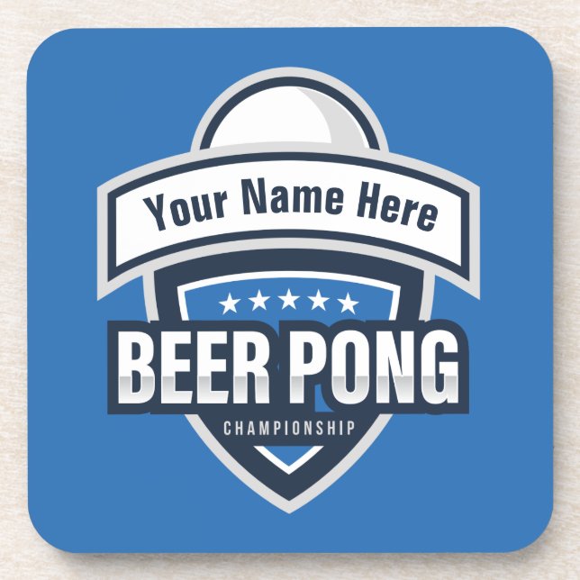 Customisable Beer Pong Championship Logo Coaster (Front)
