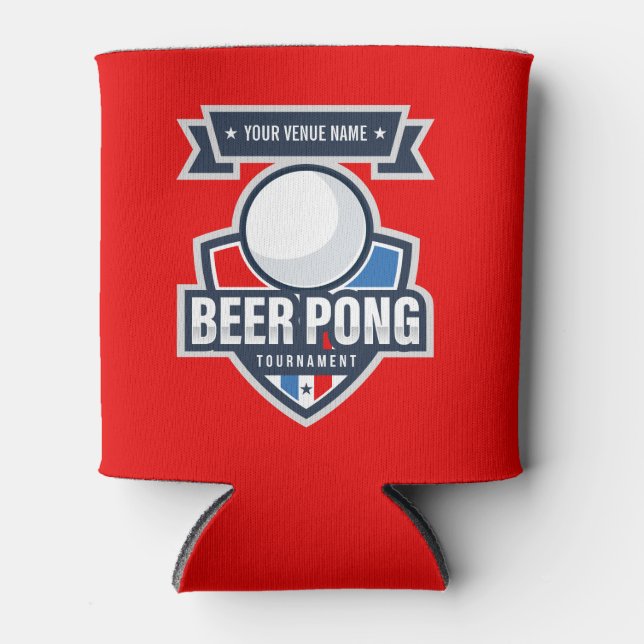 Customisable Beer Pong Tournament Logo Can Cooler (Front)