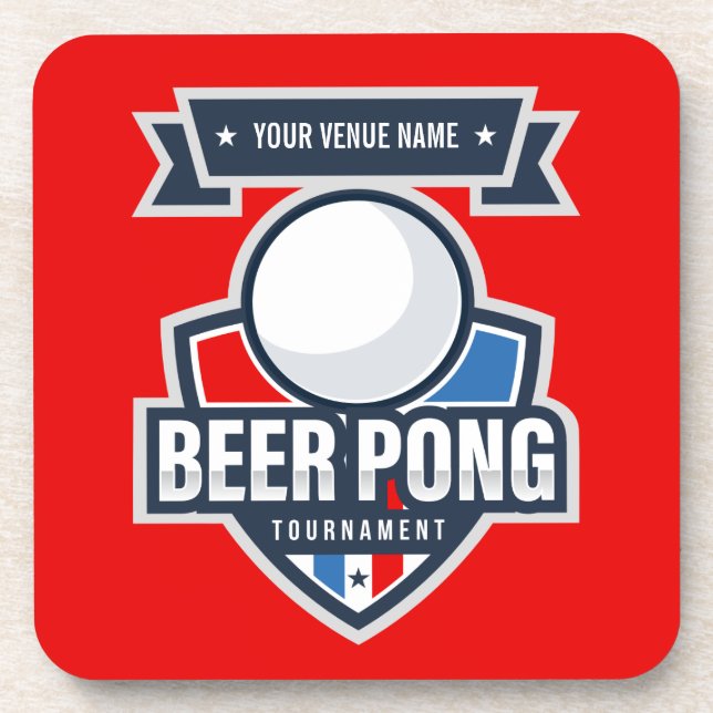 Customisable Beer Pong Tournament Logo Coaster (Front)