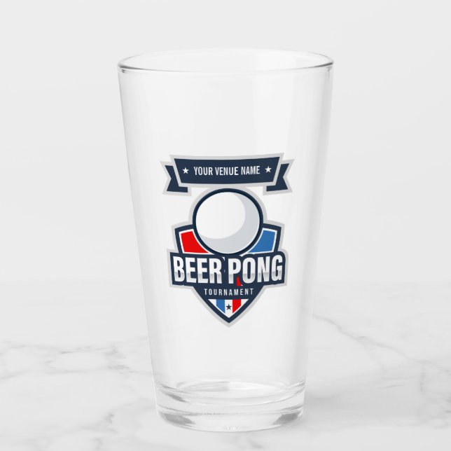 Customisable Beer Pong Tournament Logo Glass (Front)