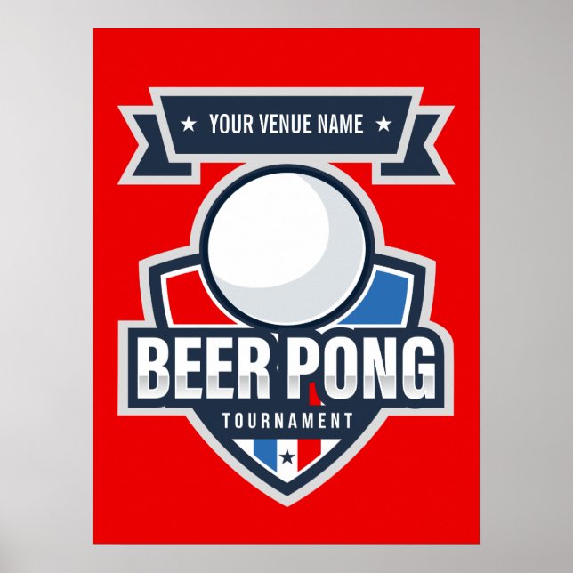 Customisable Beer Pong Tournament Logo Poster (Front)
