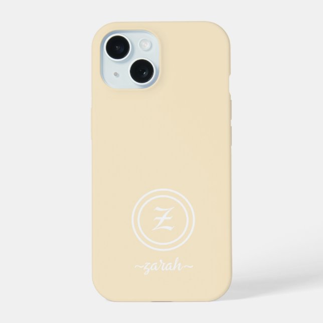 Customisable Beige Monogram & Name Phone Case (Back)