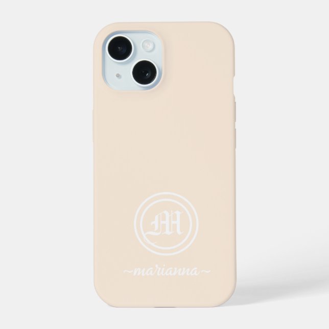 Customisable Beige Phone Case with Monogram (Back)
