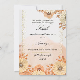 Customisable Beige & Pink Design with Botanical Ac Holiday Card
