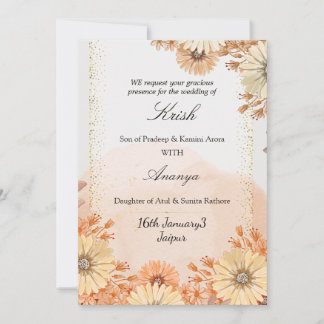 Customisable Beige & Pink Design with Botanical Ac Holiday Card