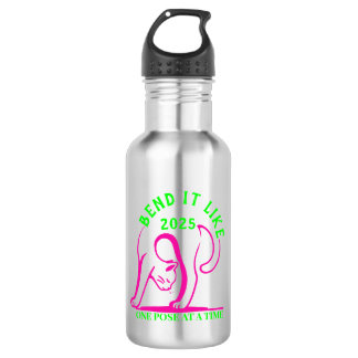 Customisable "Bend It Like 2025" Yoga Cat 532 Ml Water Bottle