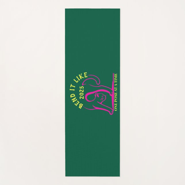 Customisable "Bend It Like 2025" Yoga Cat Mat (Front)
