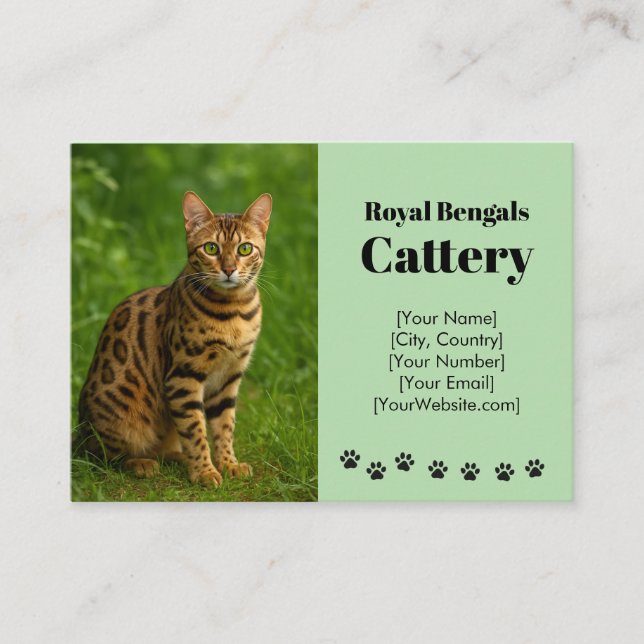 Customisable Bengal Cattery Business Card  (Front)