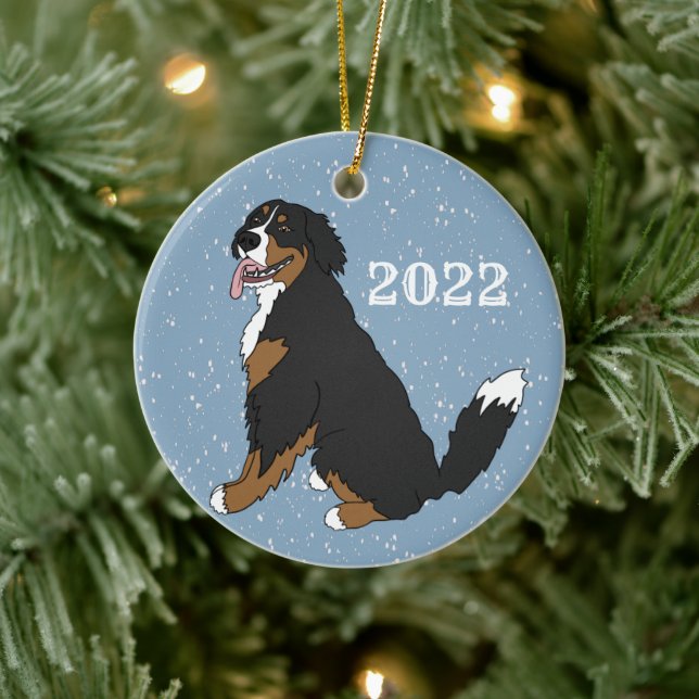 Customisable Bernese Mountain Dog   Ceramic Ornament (Tree)