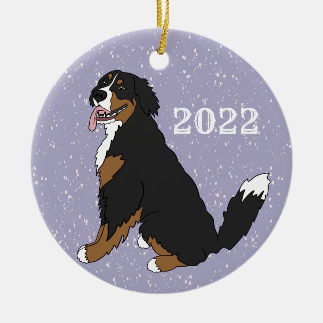 Customisable Bernese Mountain Dog  Ceramic Ornament (Front)