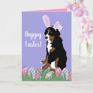 Customisable Bernese Mountain Dog Easter Card