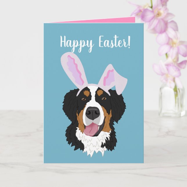 Customisable Bernese Mountain Dog Easter  Card (Orchid)
