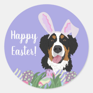 Customisable Bernese Mountain Dog Easter Classic Round Sticker