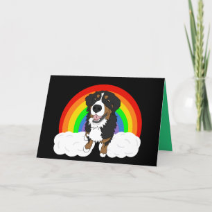 Customisable Bernese Mountain Dog Rainbow Blank Thank You Card