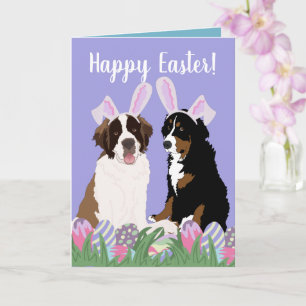 Customisable Bernese Saint Bernard Easter Card