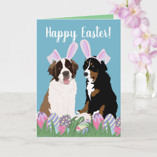 Customisable Bernese Saint Bernard Easter Card