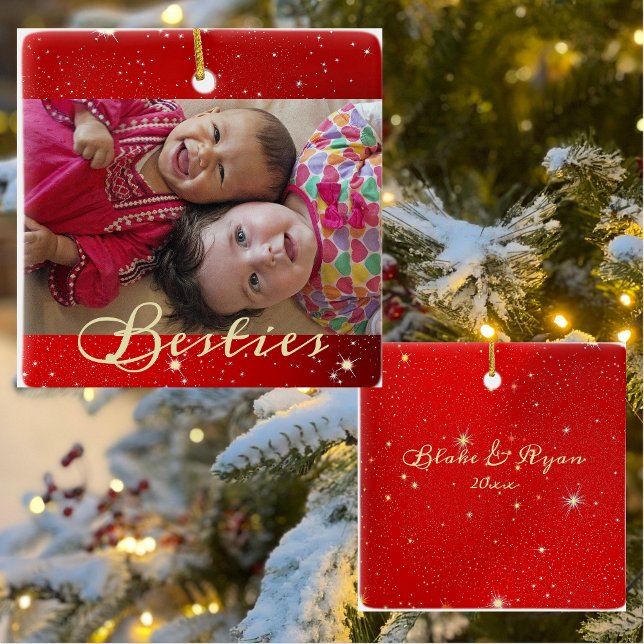 Customisable 'Besties' Photo Ornament (Creator Uploaded)