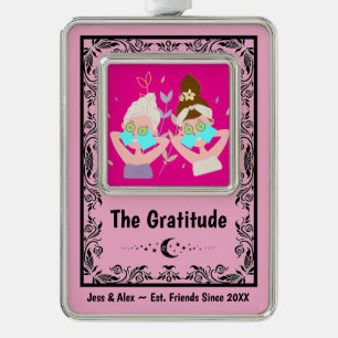 Customisable BFF Tarot Thank You Best Friend Funny Silver Plated Framed Ornament