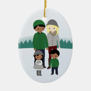 Customisable Bi-Racial Family Christmas Ornament