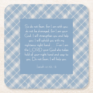 Customisable Bible Verse Isaiah 41:10, 13 Square Paper Coaster