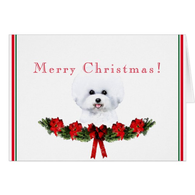 Customisable Bichon Frise Holiday Card (Front Horizontal)
