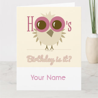 Customisable Big Bird Owl Birthday Greeting Cards