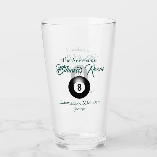 Customisable Billiards Pool Table Balls Bar Beer Glass (Front)