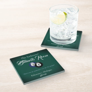 Customisable Billiards Pool Table Balls Bar Glass Coaster