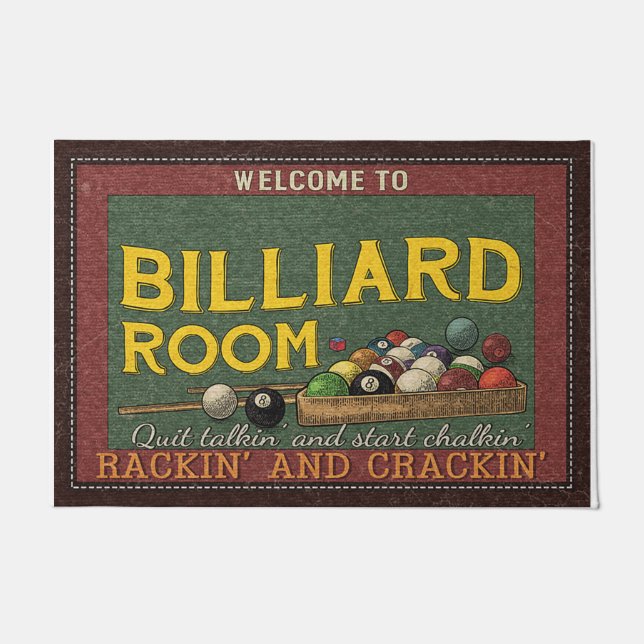 Customisable Billiards Signs, Vintage style Doormat (Front)
