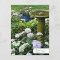 Customisable Birdbath & English Garden Postcard