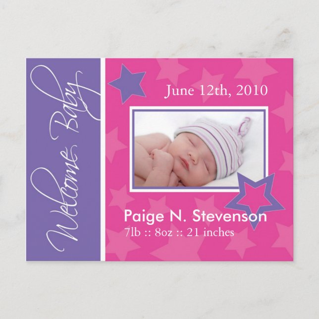 Customisable Birth Announcement Postcard (Front)