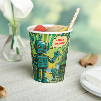 Customisable Birthday boy robot Paper Cups
