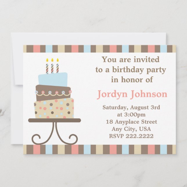 Customisable Birthday Cake Invitation (Front)