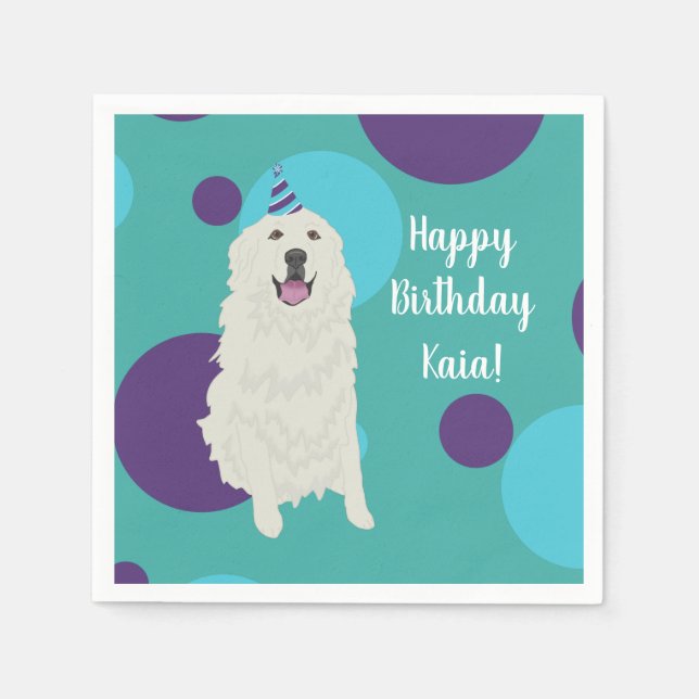 Customisable Birthday Great Pyrenees Napkin (Front)