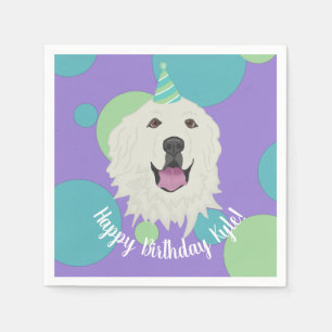 Customisable Birthday Great Pyrenees  Napkin