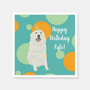 Customisable Birthday Great Pyrenees Napkin