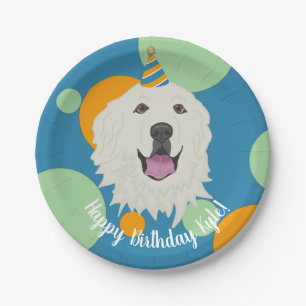 Customisable Birthday Great Pyrenees Paper Plate